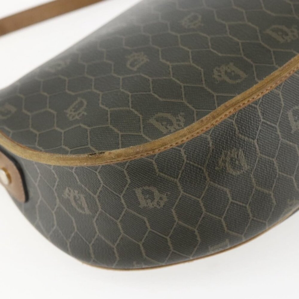 Authentic Christian Dior Honeycomb Canvas Shoulder Bag PVC Gold Khaki - Picture 8 of 16